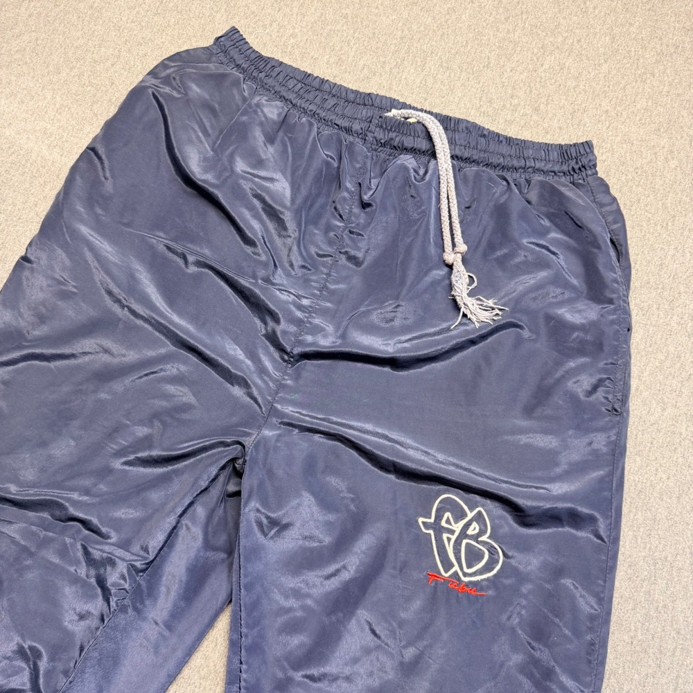 Vintage Fubu Mens Navy Blue Windbreaker Track Pants Embroidered Logo Size Medium
